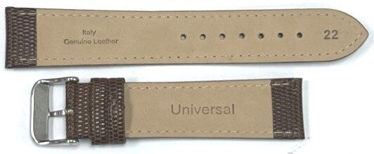 Quality Watch Band Brown  Genuine Leather Lizard Grain Padded 22mm X Long