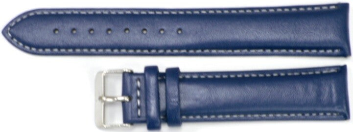 (Best Quality) Watch Band N. Blue Genuine Leather Padded,White Stitches 22mm XXL