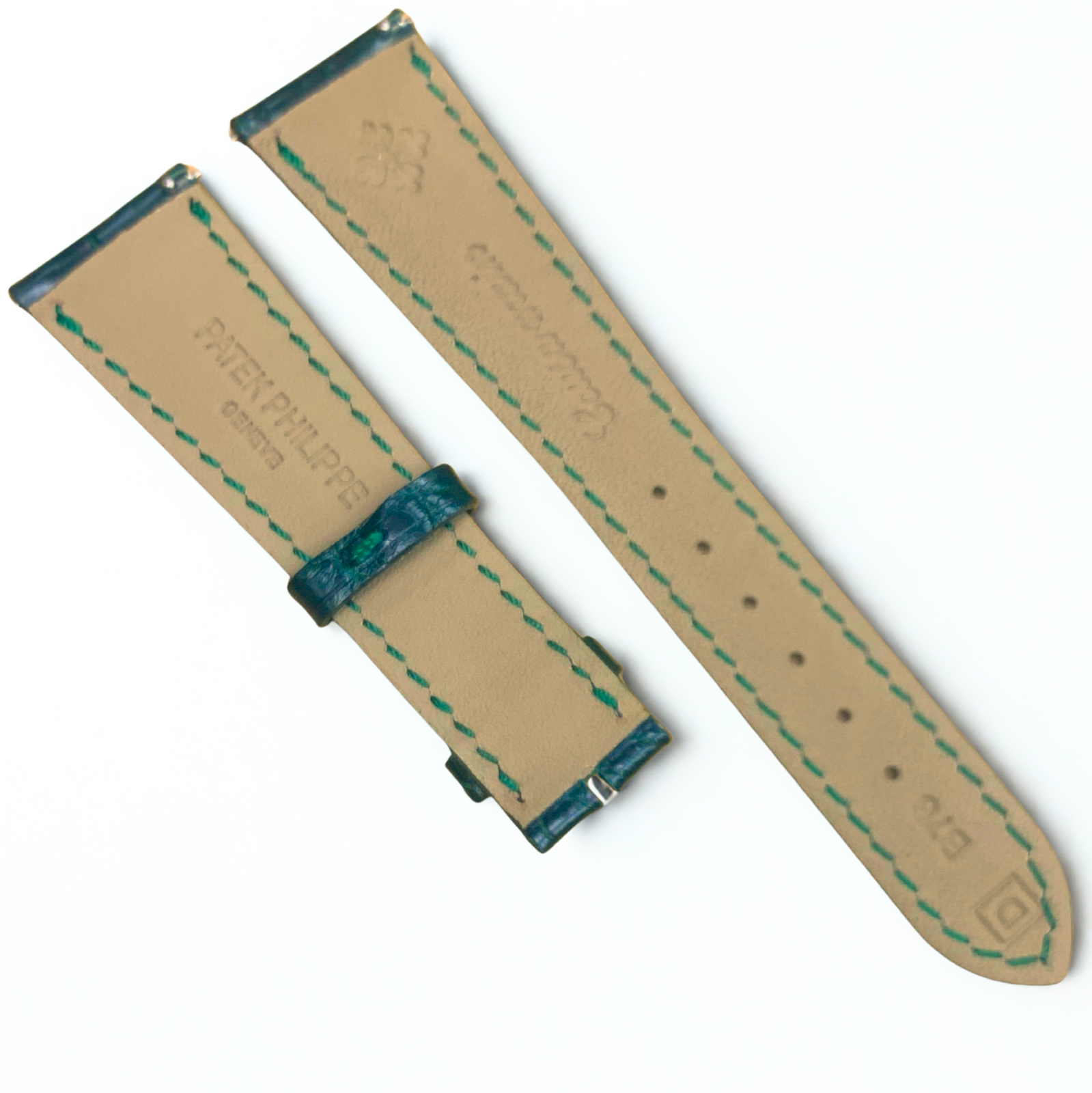 Genuine Quality Patek Philippe Green Leather Watch Band -21mm x 16mm | No Buckle