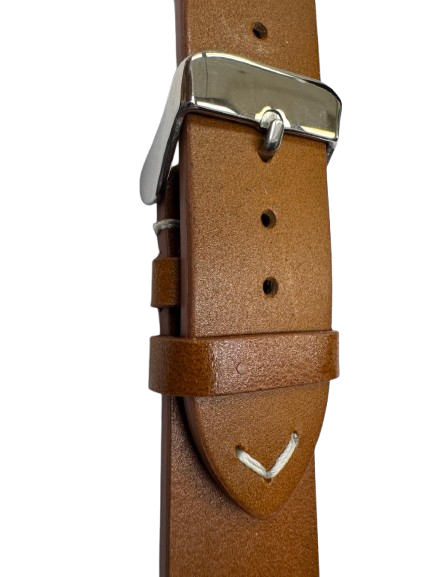 STITCHED GENUINE LEATHER UNIVERSAL WATCH BAND 20mm TAN BROWN COLOR