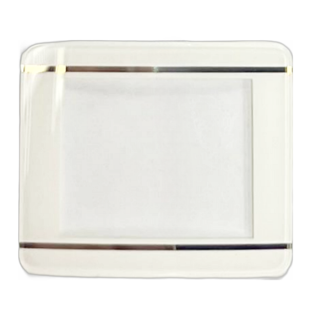 Sapphire Crystal Rado Rect Cut Corners White Trim with Gold lines (32.5×27.5)mm