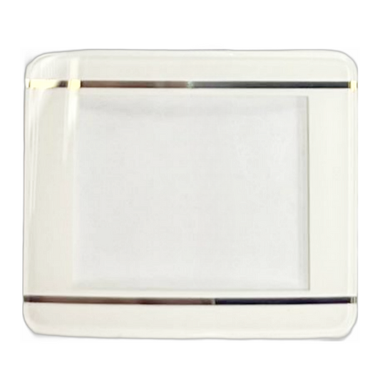 Sapphire Crystal Rado Rect Cut Corners White Trim with Gold lines (32.5×27.5)mm