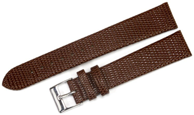 Lot of 6 Watch Bands Brown Genuine Leather Lizard Grain Flat 12,14,18,20,22,24MM