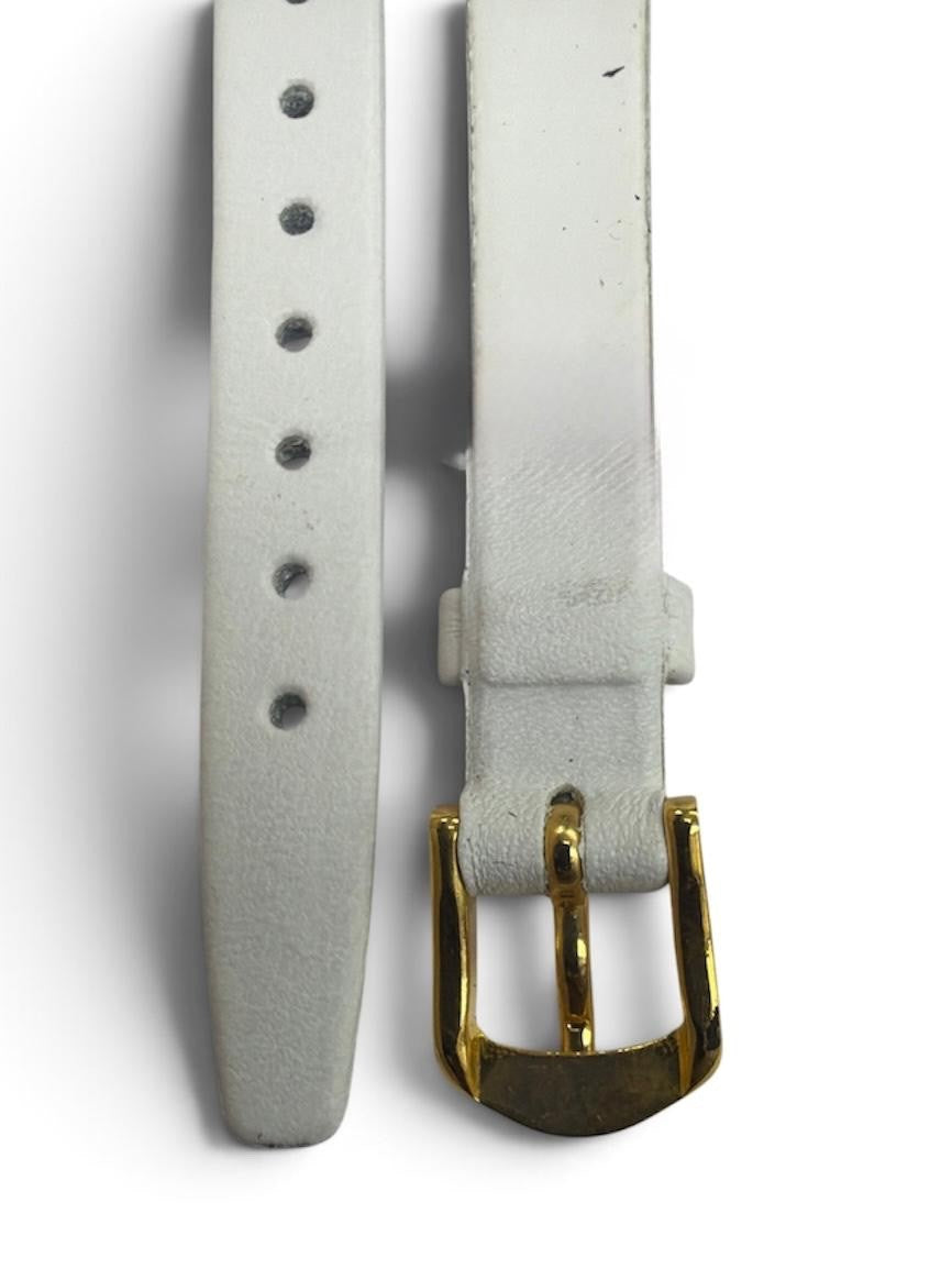 Hirsch black qualitycalf 10 MM open end leather watch band straps-white