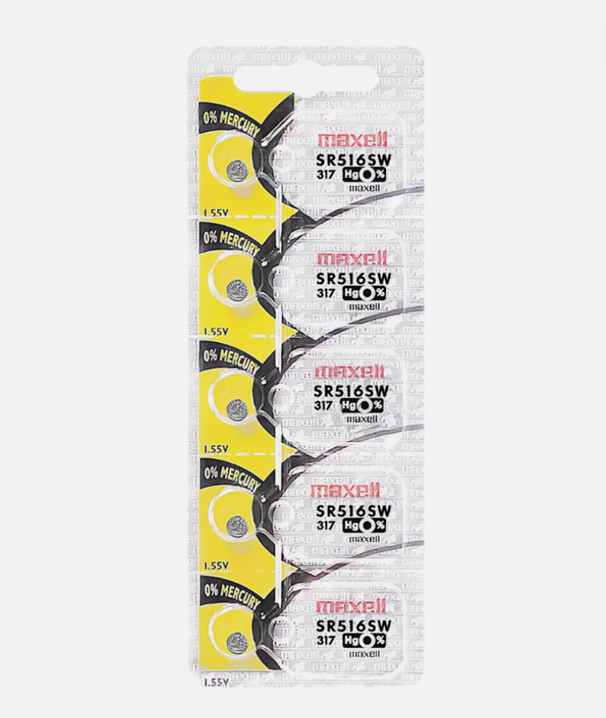 Maxell 317 Watch Cell Batteries SR516SW Silver Oxide New Sealed (Pack of 5)