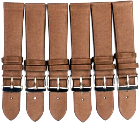 Lot of 6Pcs Watch Bands Dark Brown Genuine Leather (Flat) 20MM  for Men Watches