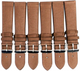 Lot of 6Pcs Watch Bands Dark Brown Genuine Leather (Flat) 20MM  for Men Watches