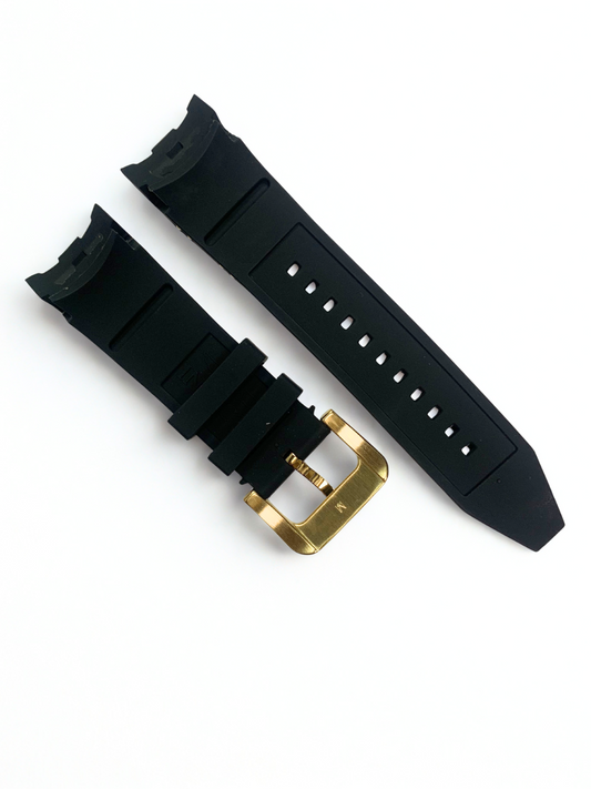 26mm Black Polyurethane Watch Band - Gold Buckle | For Invicta Pro Diver 23629