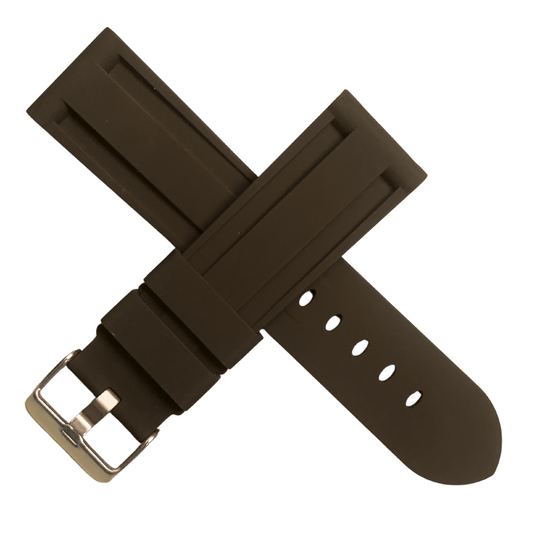 Panerai-Style 26mm Silicone Watch Band - Brown |Comfortable & Durable