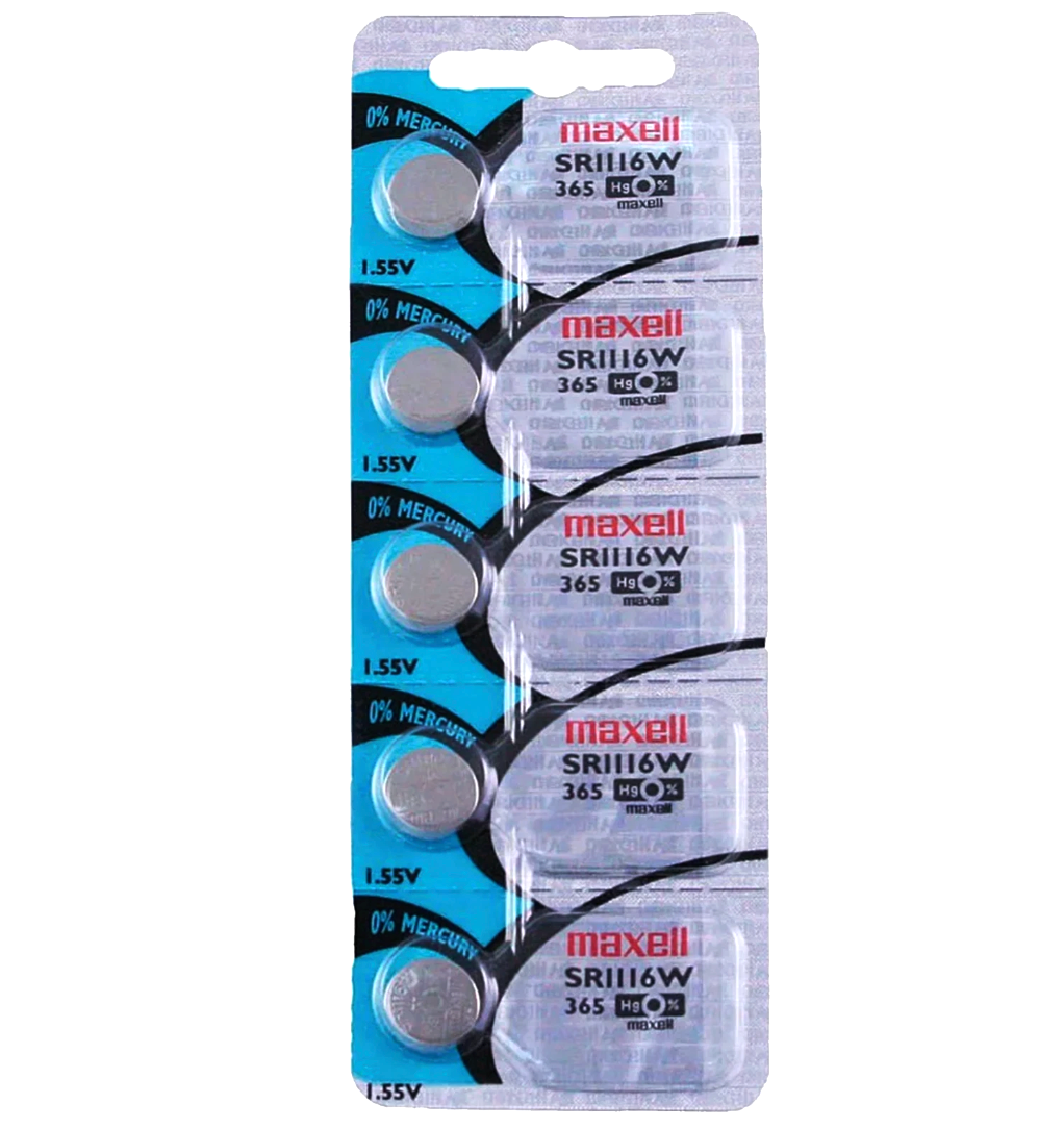 Maxell 365 Watch Cell Batteries SR1116W Silver Oxide New Sealed (Pack of 5)