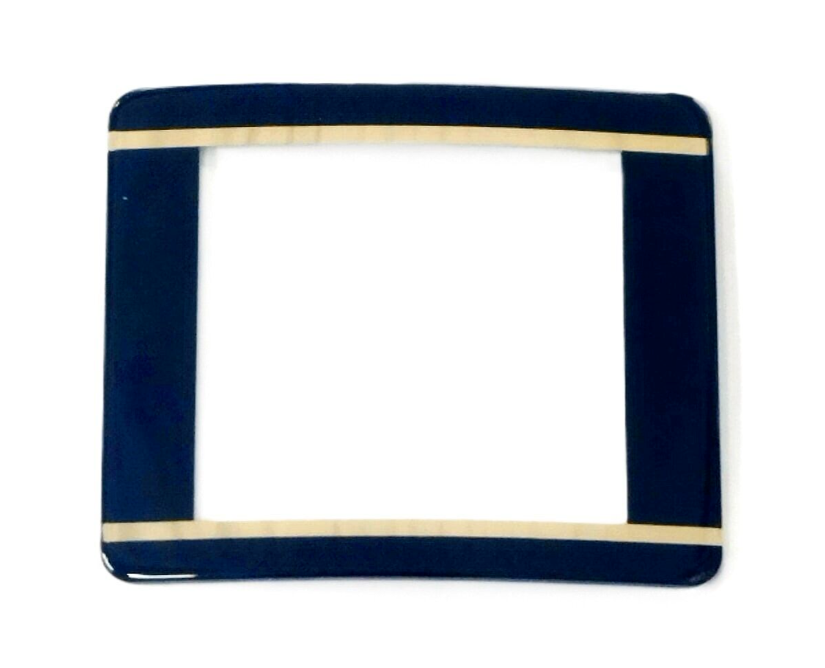 Sapphire Crystal Rado Rect Cut Corners Black Trim with Gold lines (31.9×26.5)mm