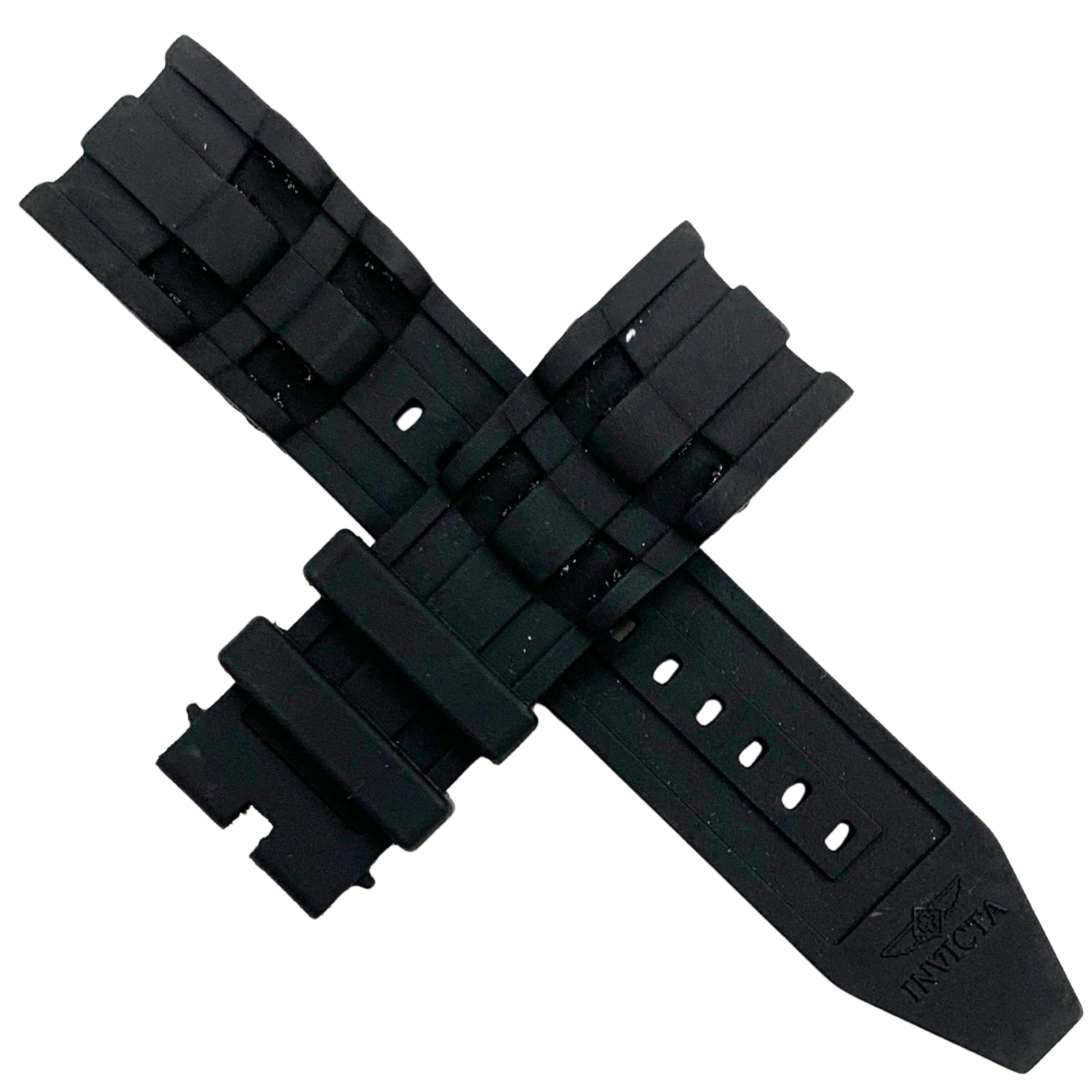 Invicta Style - Black Rubber Watch Band Strap - 26mm Wide 24mm Lug -