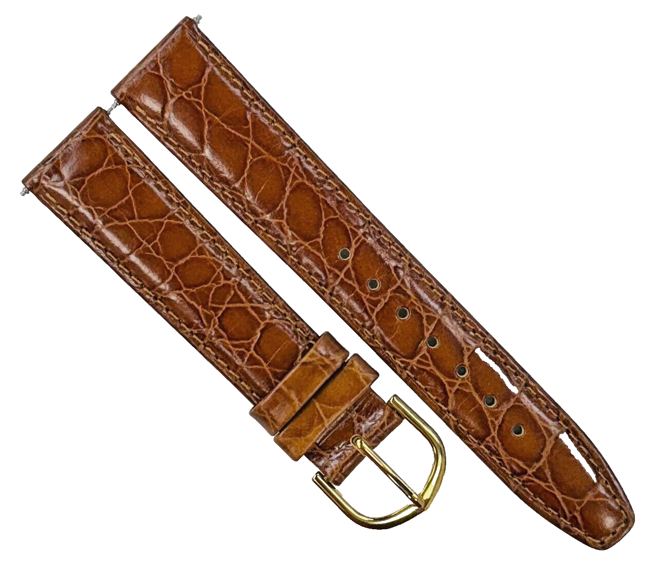 Watch Band L.Brown Genuine Leather Croco Grain Padded, Stitches 16mm, regular