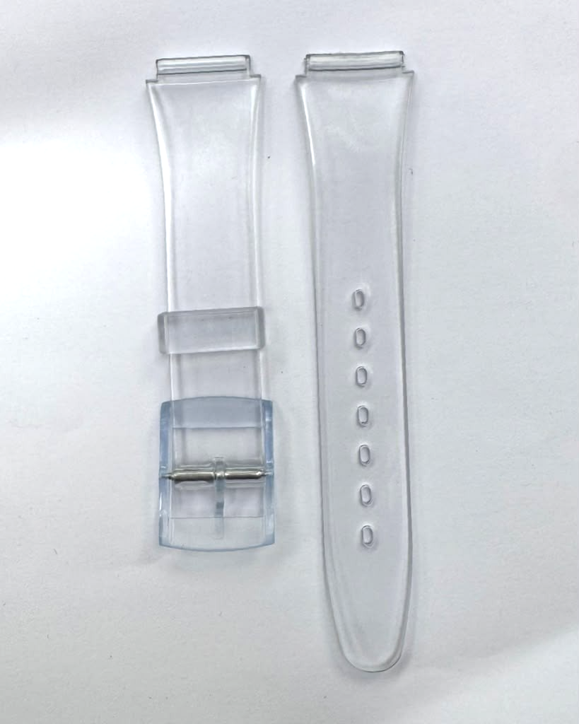 17MM Plastic PVC Replacement Watch Band Flat Clear White without Pins