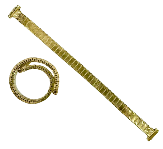 5 PCS of 8-11MM Classic Textured Gold Color Stretch Band for Ladies Watches