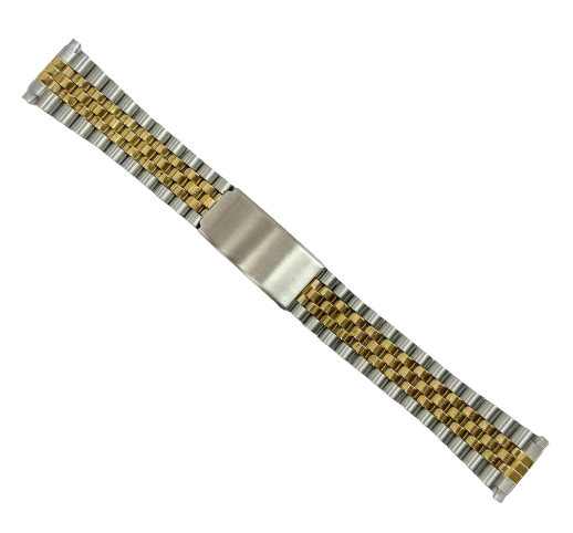 Lot of 5 Pcs, 16-22 MM Jubilee 2-tone Metal Band with Regular Fold Over Clasp