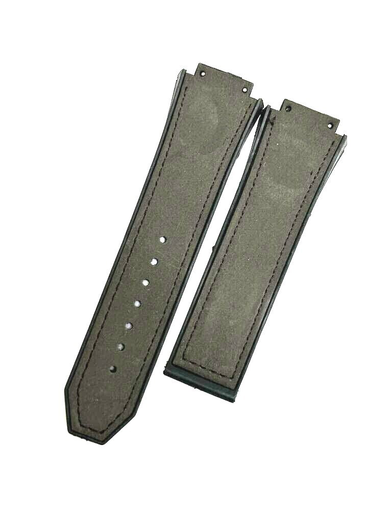 PLAIN SUEDE LEATHER RUBBER WATCH BAND FOR HUBLOT WATCHES OF SIZE 19X22MM