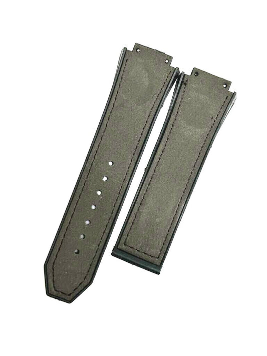 PLAIN SUEDE LEATHER RUBBER WATCH BAND FOR HUBLOT WATCHES OF SIZE 19X22MM