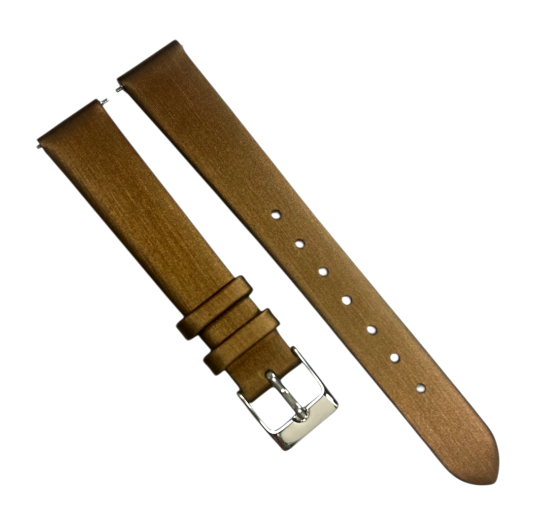 Satin Watch Bands w Quick Release pins Dark Brown(12mm, 14mm, 16mm, 18mm, 20mm)