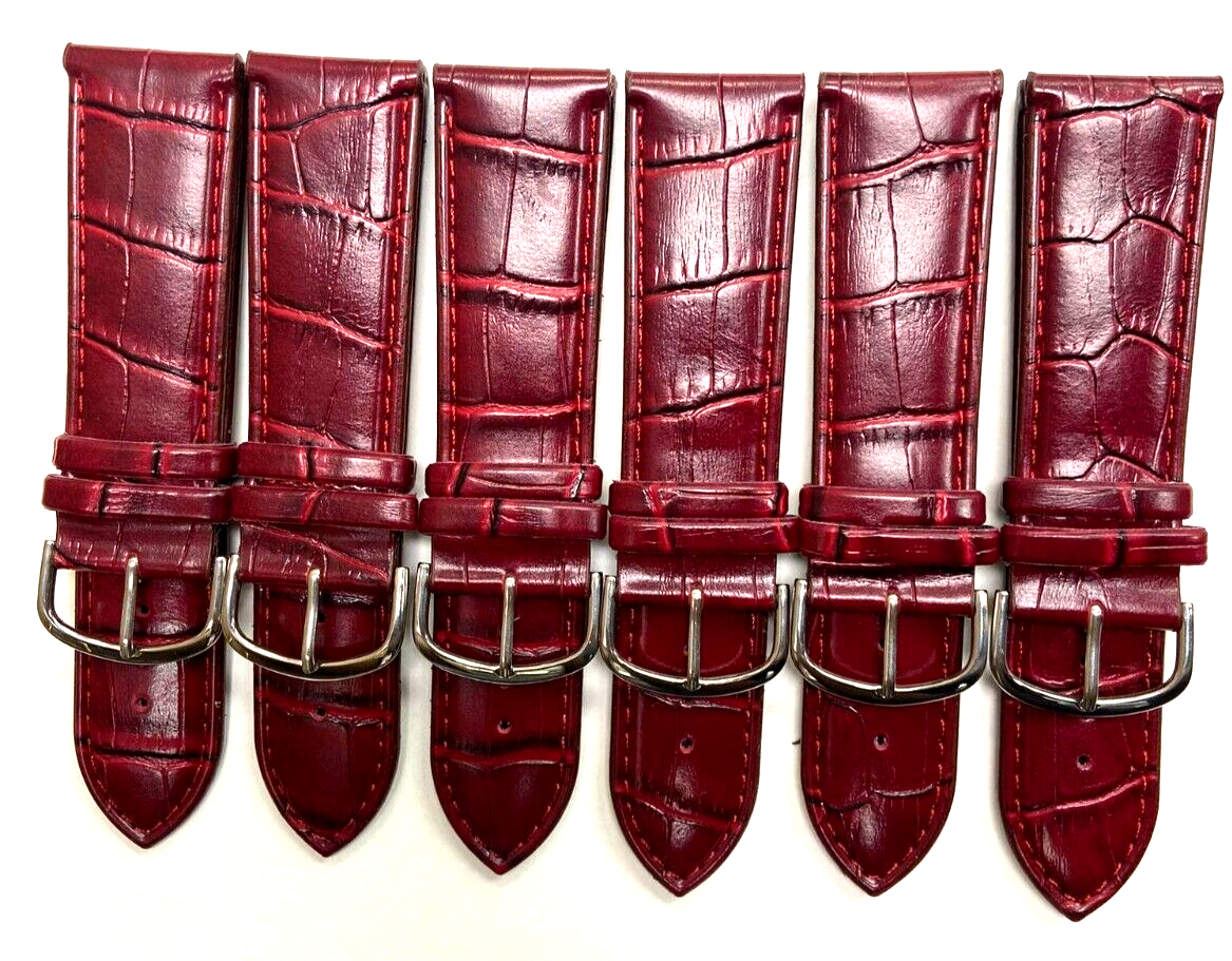 Watch Bands Stitched Alligator Grain Padded Genuine Leather Of Size 24MM