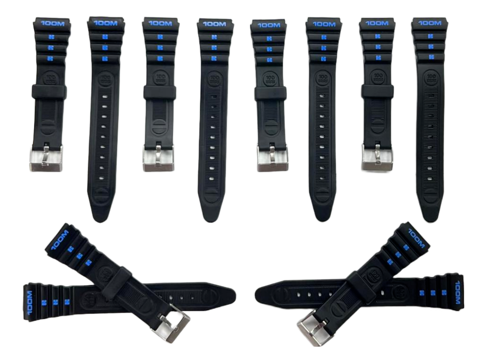 Water Resistant PVC Sport Watch Band 18MM Fits Timex, Casio and Others