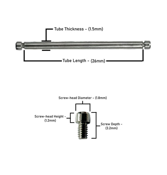 26x1.5mm Tube & Screw for High End Watches Watches