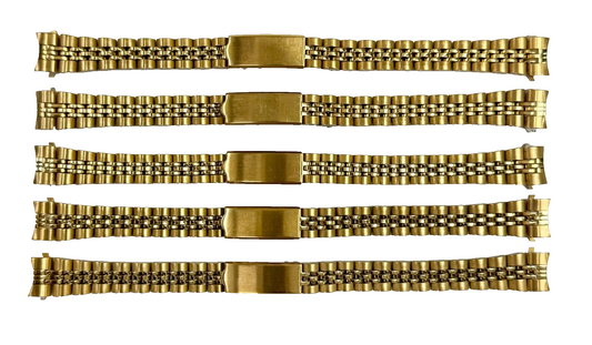 5 pcs of 14MM Jubilee Designed GOLD Color Metal Ladies Band with Curved End