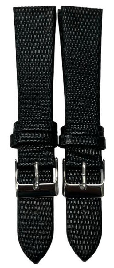 Best Quality Watch Bands Genuine Leather Lizard Grain Flat Black 12- 24mm