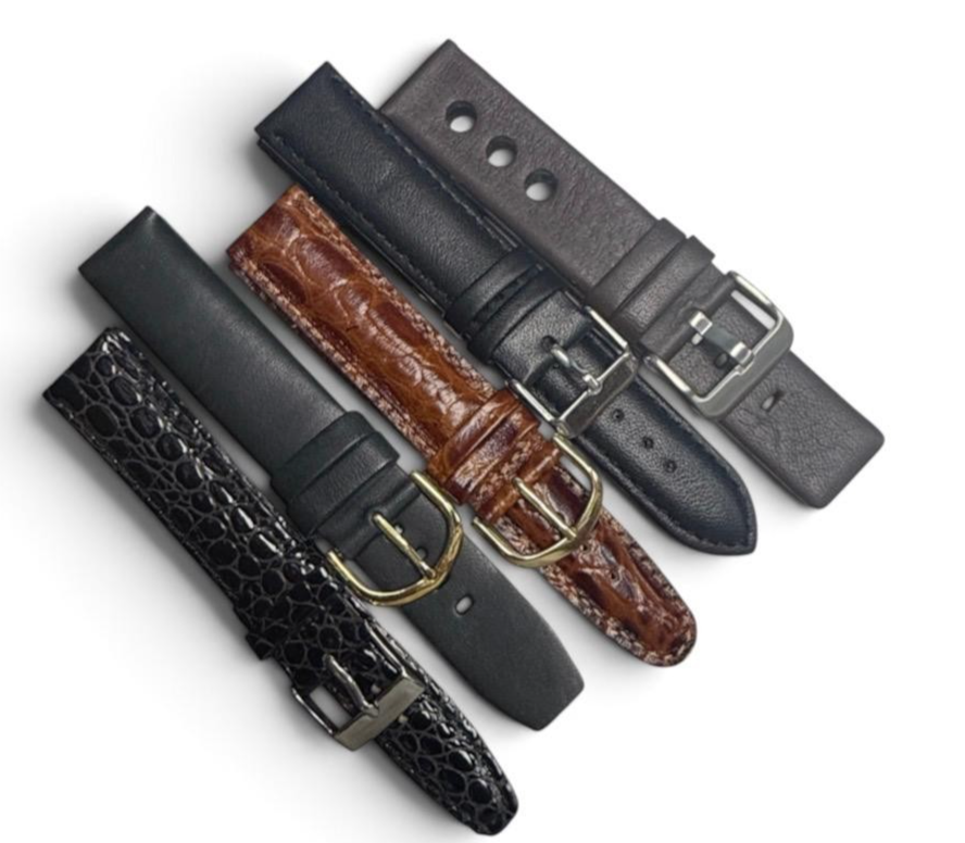 LOT OF 10 WATCH LEATHER BANDS MIX SIZE STYLE AND COLORS 16-22mm