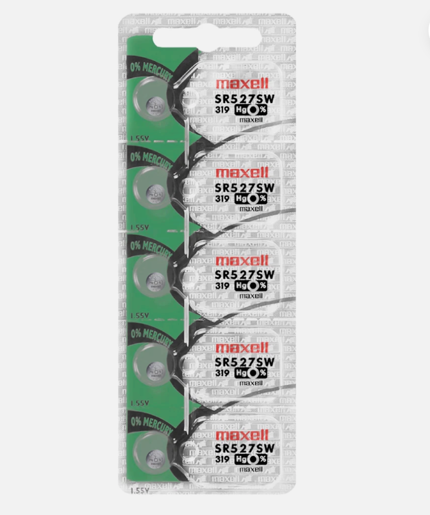 Maxell 319 Watch Cell Batteries SR527SW Silver Oxide New Sealed (Pack of 5)