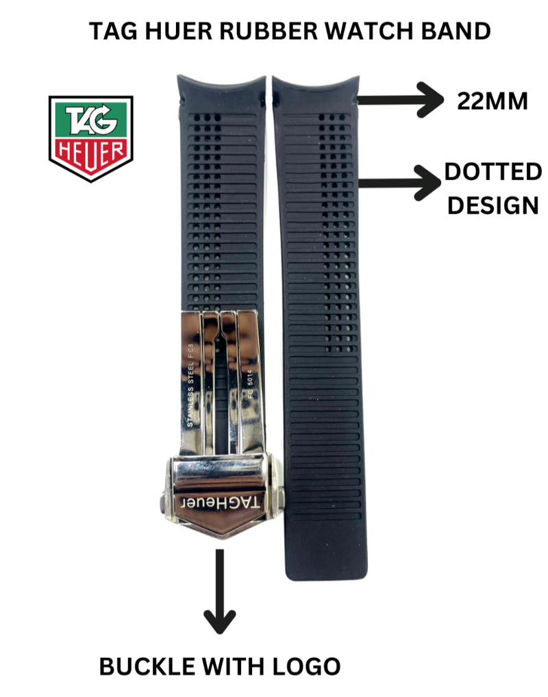 Load image into Gallery viewer, Tag Heuer Replacement Watch Band 22mm RUBBER STRAP WITH BUCKLE
