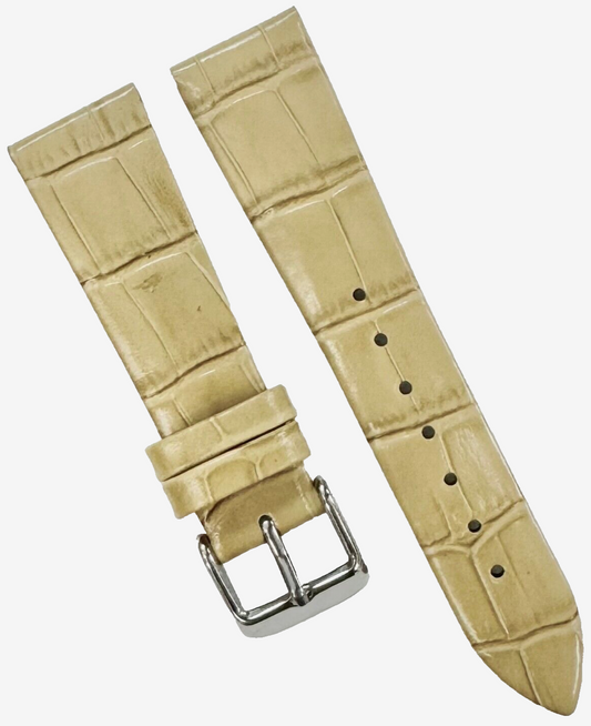 New Watch Band  Beige Genuine Leather Alligator Grain (Flat, Short) 18x14 MM