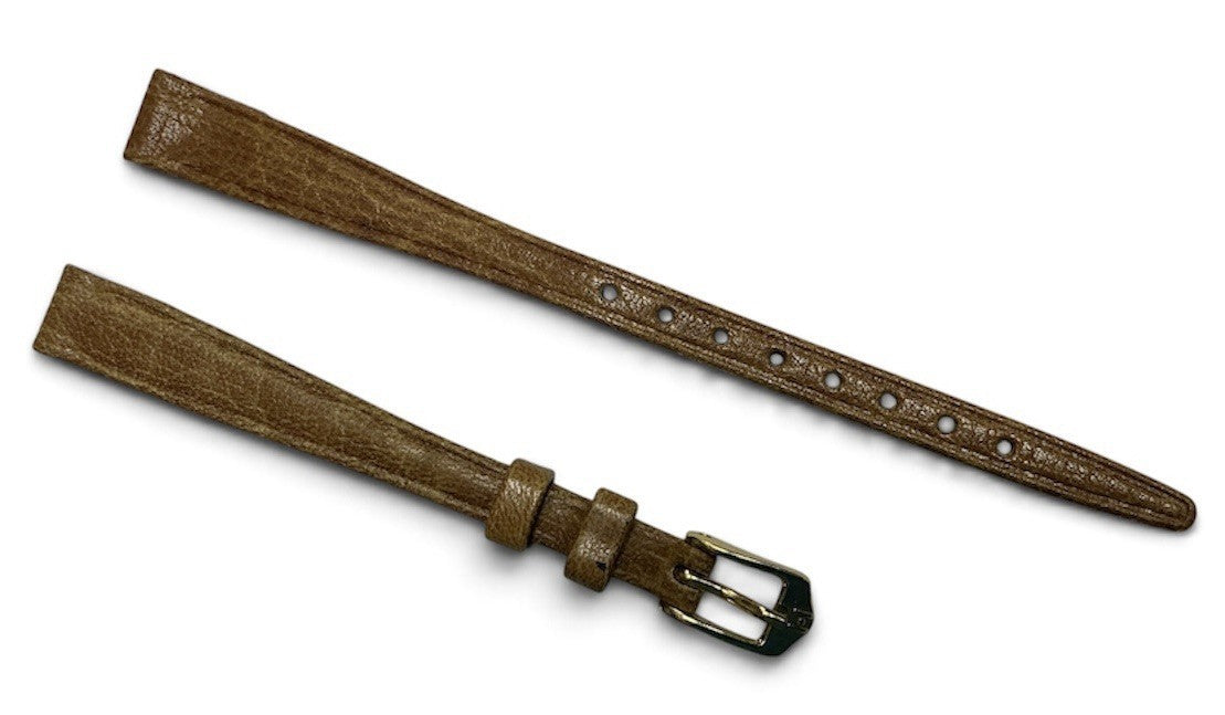 9mm Hirsch Ladies Camel Grain Tan Genuine Leather Watch Band