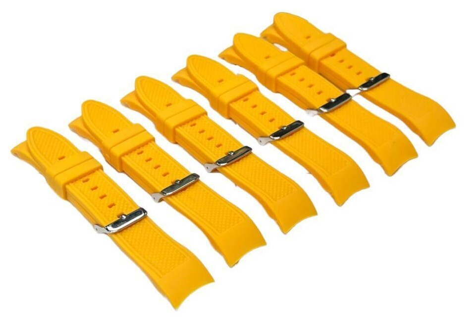 CURVED END DIAMOND TEXTURED SOFT RUBBER SILICONE SPORT WATCH BAND 22MM