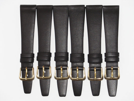 Lot of 6pcs.Watch Bands Dark Brown Genuine Leather Plain Flat 18mm(High Quality)