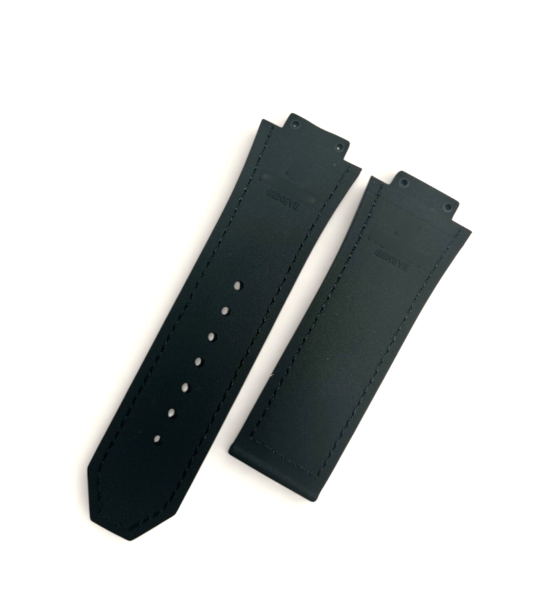 MATTE BLACK SUEDE LEATHER WATCH BAND FOR HUBLOT WATCHES OF SIZE 29X24MM