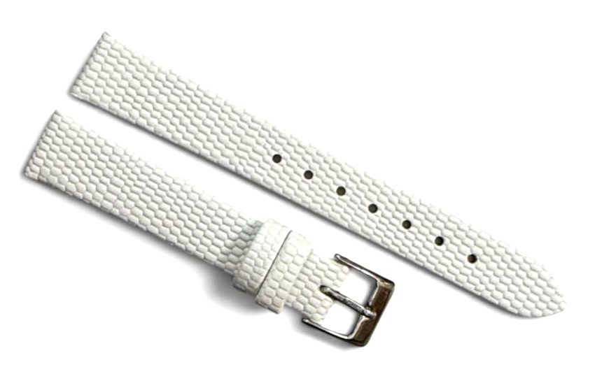 (set of 6) Watch Band Genuine Leather White Lizard Grain Flat 14,12MM