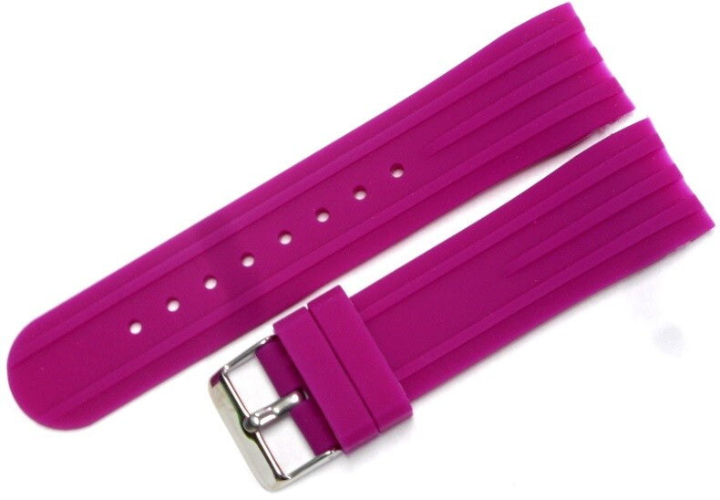 CURVED END SILICONE WATCH BAND, RUBBER STRAP 24MM  5 COLORS