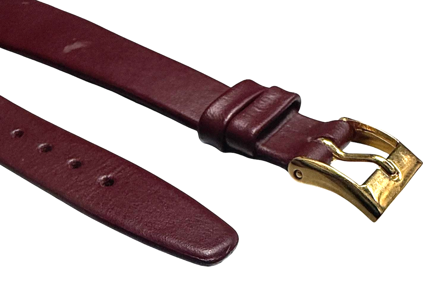 Burgundy color quality calf leather watch band strap open end -13mm