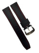 High-Quality Silicone Flat Stitched Watch Band – Red & Black, 20/22/24mm