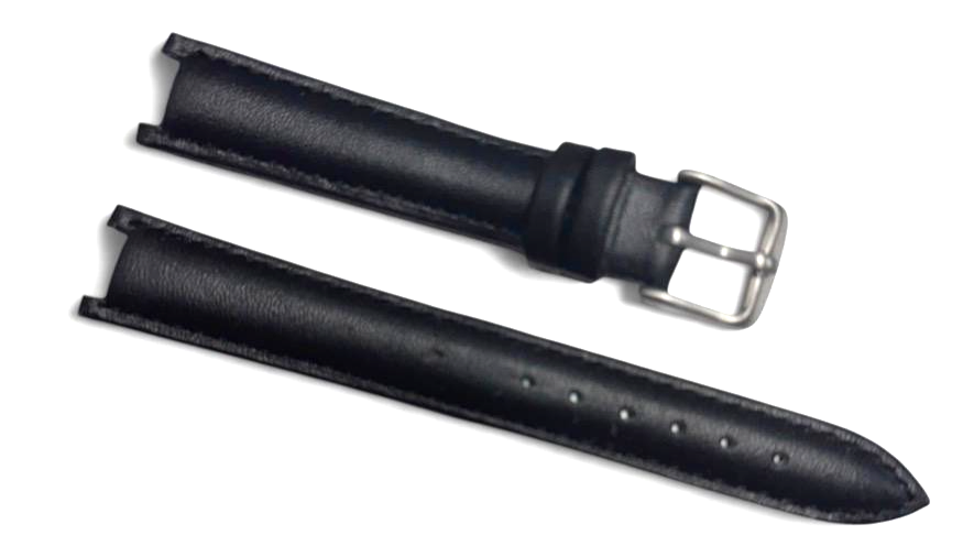Watch Band Genuine Leather Black 16mm High Quality