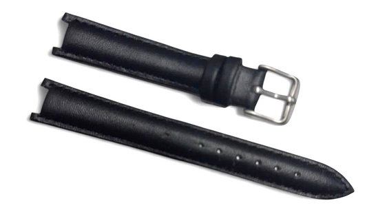 Watch Band Genuine Leather Black 16mm High Quality