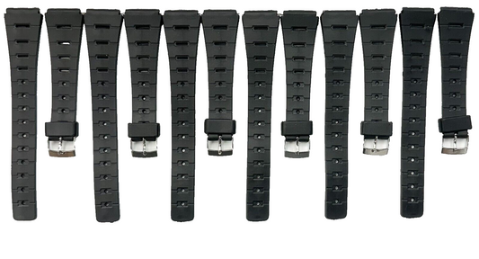 Lot of 6 19MM PVC Black, Flat & Slim Watch Band for Casio,Timex,Citizen & others