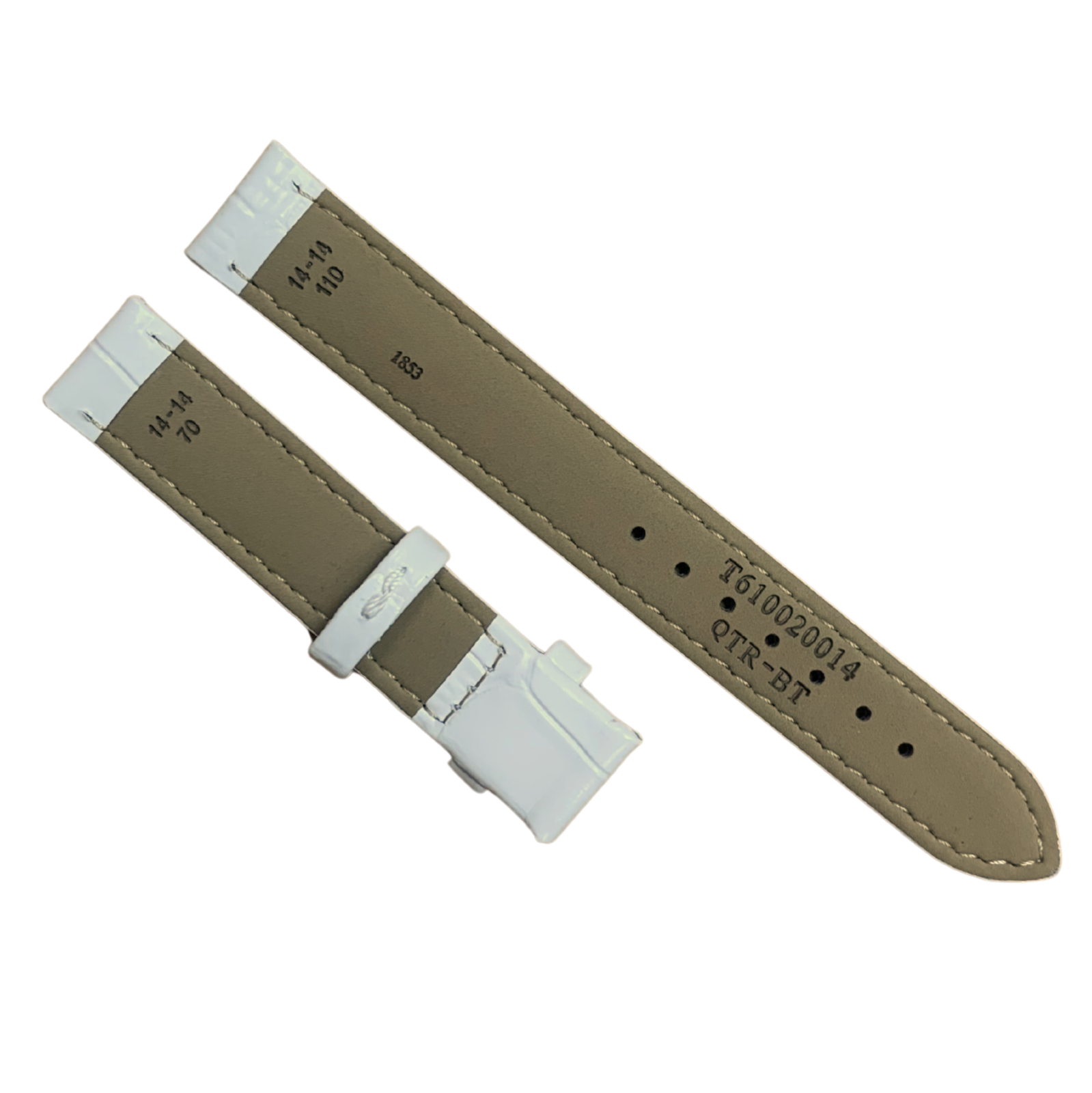 White Leather Watch Band - 14mm Lug 14mm Buckle - Compatible w Tissot T610020014