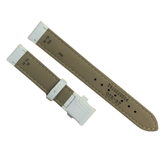 White Leather Watch Band - 14mm Lug 14mm Buckle - Compatible w Tissot T610020014