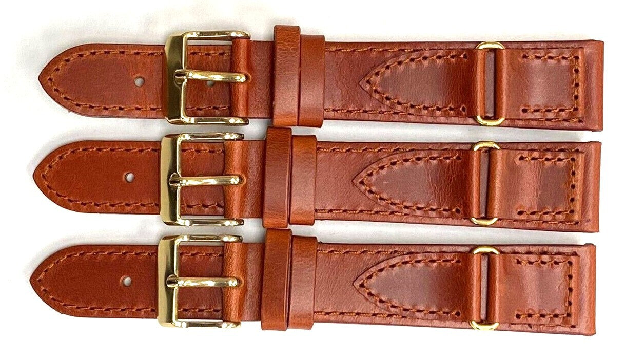 Watch Band Genuine Leather Plain With Stiches Of TAN Color Of Size 16,18,20mm