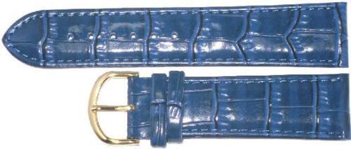Lot of 6Pcs.Watch Bands Genuine Leather Alligator Grain Blue Padded 22mm, 24mm