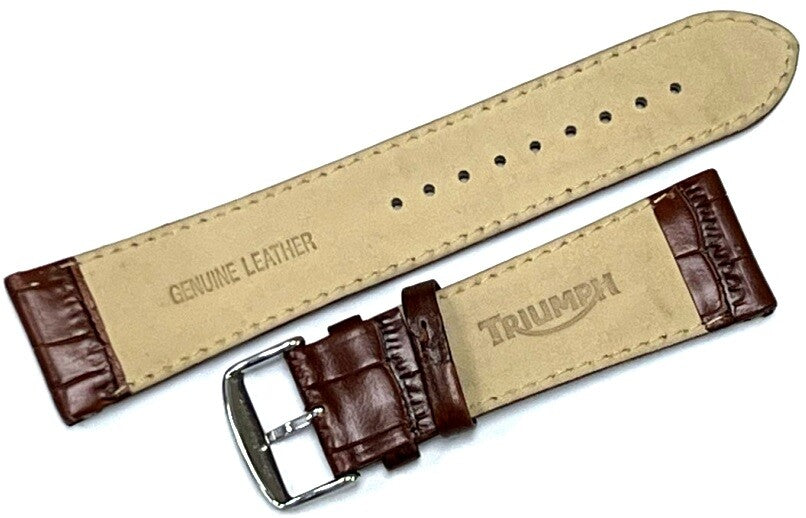 Watch Band "Triumph" Genuine Leather Brown Alligator Grain Padded  28mm XXL