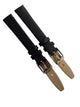 2 Piece 14mm Genuine Leather Black Watch Band – Slim Flat Grain Strap (Set of 2)