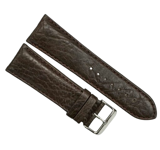 Lot of 6 WATCH BAND (ITALIAN) GENUINE LEATHER GRAIN D.BROWN PADDED STITCHES 26MM